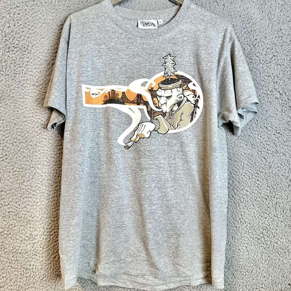 VTG 90s Five Four Pot Smokers Stoner T-shirt Size L Skater USA Made Double Sided